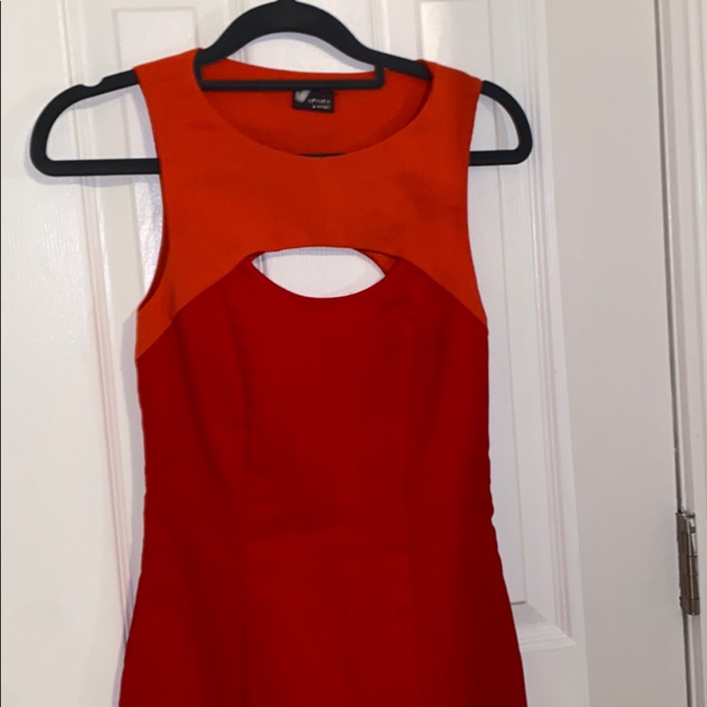 Red dress with opening